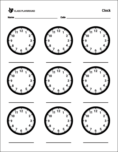 Clock Blank Nine Printable
