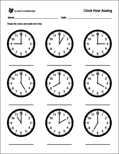 Clock Hour Analog to Digital Worksheet