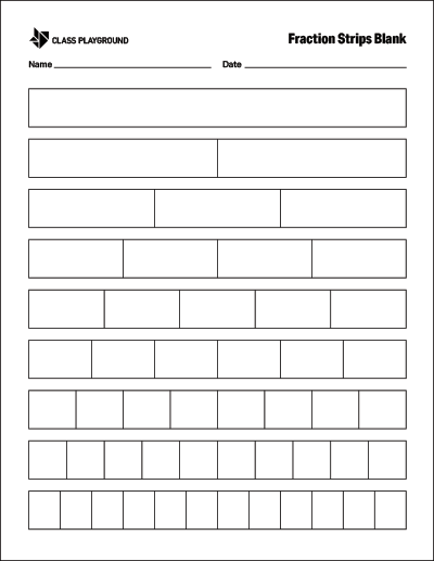 printable fraction strips blank class playground