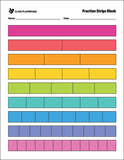 fraction strips color blank