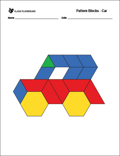 Printable Pattern Blocks Car - Class Playground