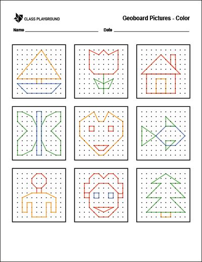 Geoboard Pictures Color Printable