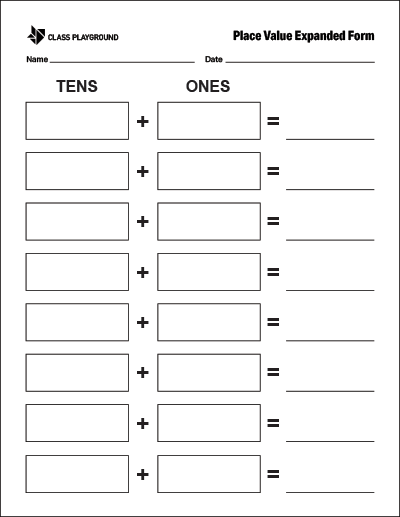 place value extended form tens