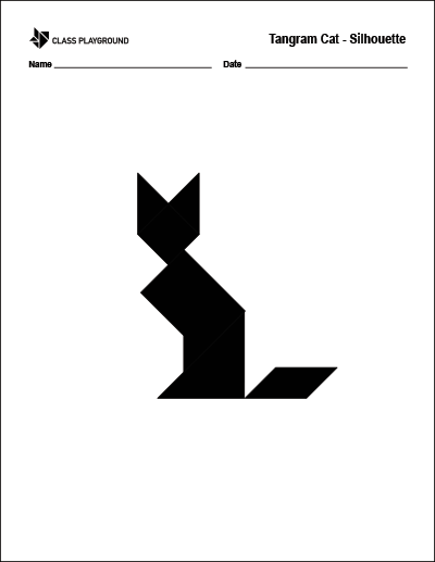 Tangram Cat Silhouette Printable