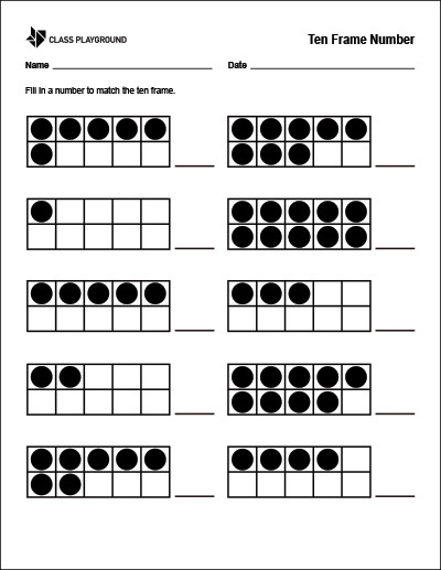 Ten Frame Number Worksheet