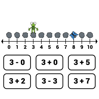Interactive bug catcher addition subtraction game