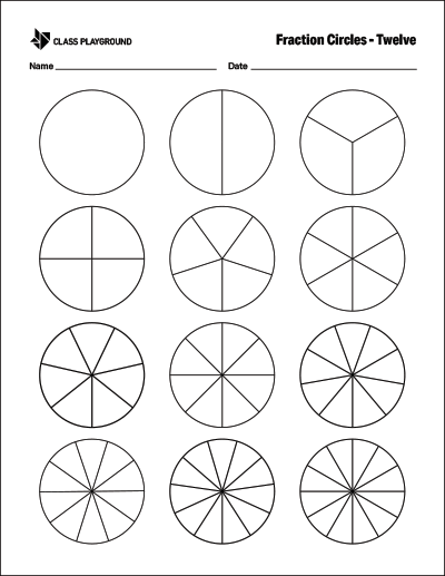 printable fraction circles twelve