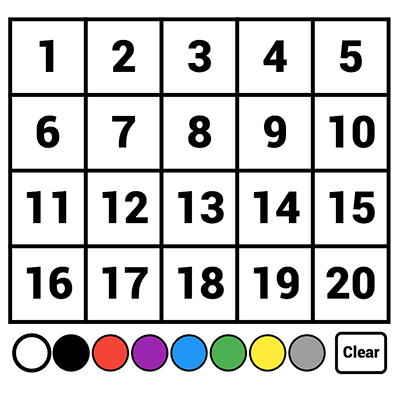 Number Chart 1 To 20 