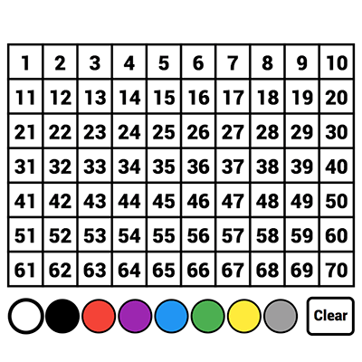 interactive number chart 1 to 70
