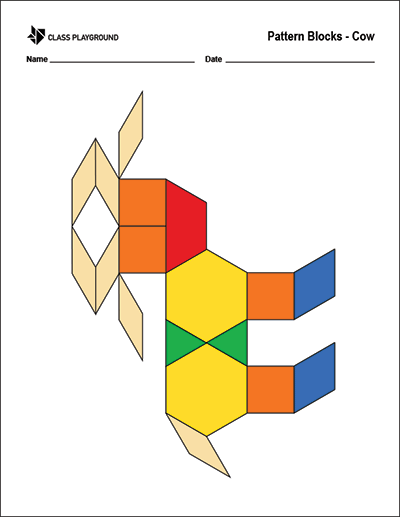 Printable Pattern Blocks Cow Class Playground