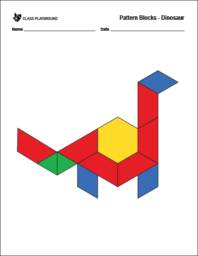 printable pattern blocks dinosaur class playground